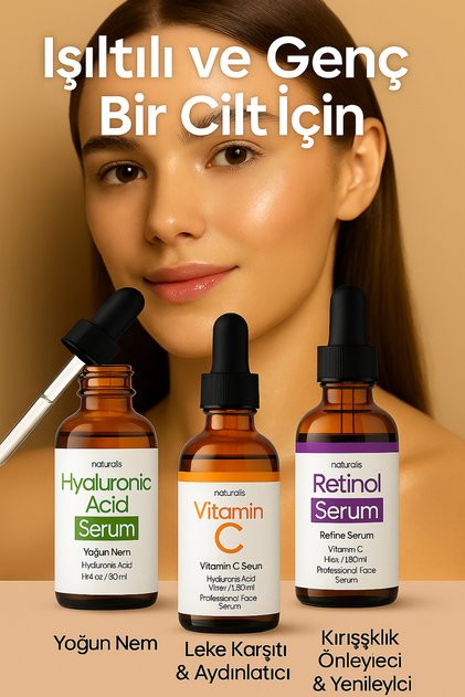 Hyaluronic Acid Retinol Vitamin C Cilt Serum Set