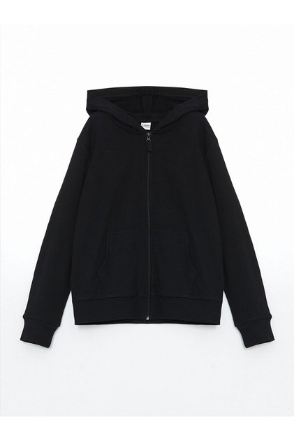 Lcw Kids Hooded Basic Long Sleeve Girl's Zippered Sweatshirt (W5)