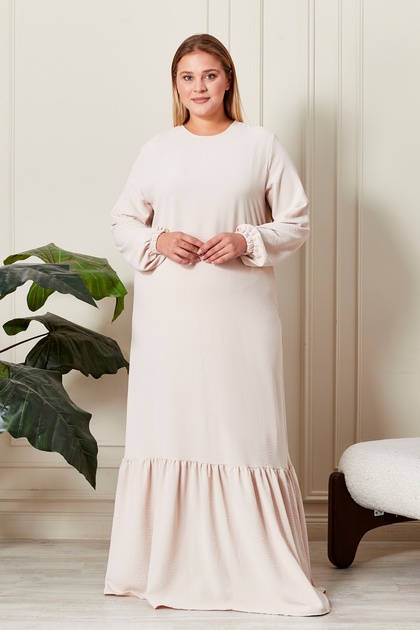 Summer Women's Large Size Dress Pleated Women's Hijab Dress Ayrobin Fabric Stone