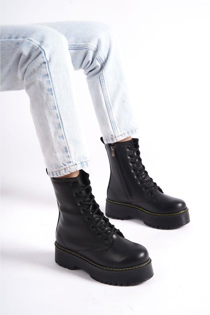 Mbhj550-S Thick High Sole Women's Boots & Boots with Fur Inside and Laces
