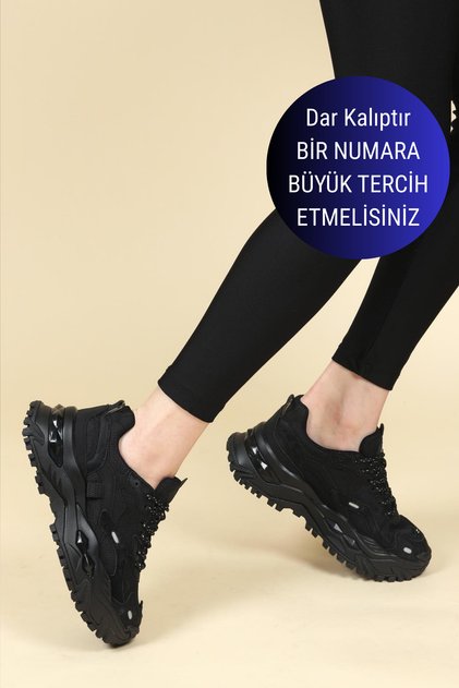 GUJA Cilt Garnili Kalın Tabanlı Kadın Spor Ayakkabı SİYAH