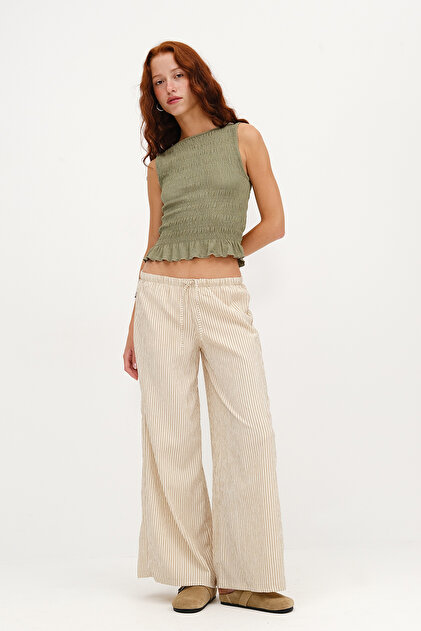 Addax Çizgili Wide Leg Pantolon PN18634 - Fiyatı, Yorumları