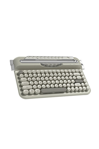 Coverzone Retro Daktilo Klavye Bluetooth & 2.4G, Standlı, Yuvarlak