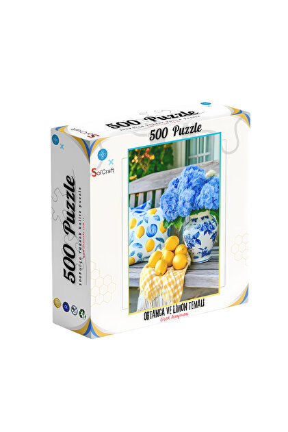 Soi Craft 500 Parça Puzzle Çiçek Aranjmanı, Mavi Ortanca ve Limon