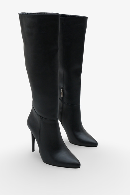 Women's Pointed Toe Heeled Side Zipper Daily Boots Masi Black
