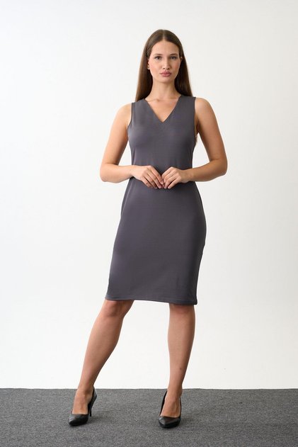 V-NECK PENCIL DRESS (B23-0081)