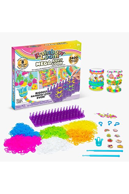 TOYFEST Rainbow Loom Mega Mighty Set 2400 Lastik, 8 Charm, Mega