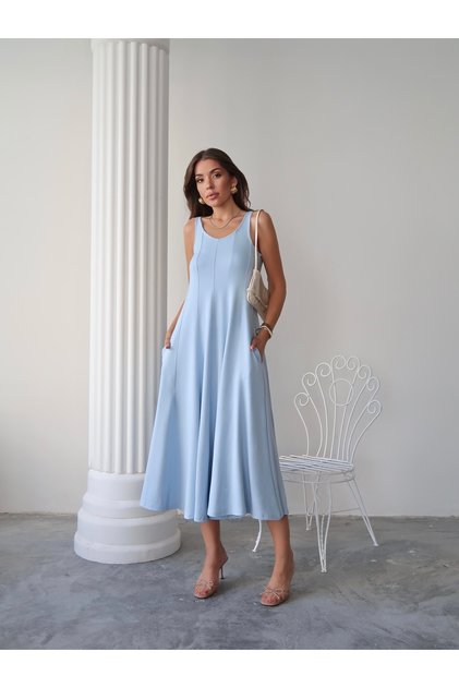 Women's Serena Cotton Modal Fabric Maxi Summer Dress with Piece Pockets