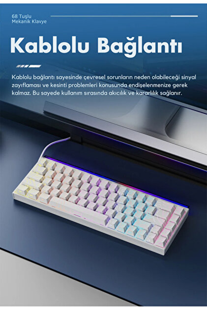 Coverzone Kontur Desenli Ambiyans Aydınlatmalı Red Switch Mekanik