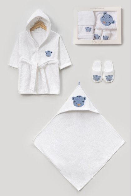 Bebi̇tof Cute Tiger Bathrobe Set