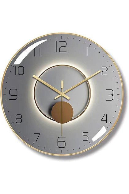 Wall Clock,3D Curved Glass Large Clock,12-inch Silent Non-Ticking Round Classroom Clock, Battery Op