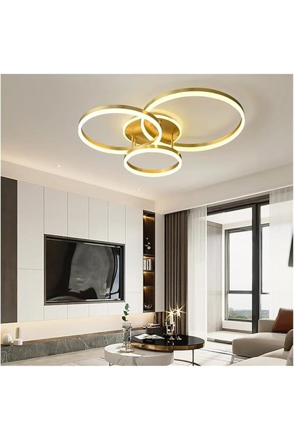 Златист LED плафон, 160W, 3 ринга, Wi-Fi димируем, 40/30/25 см