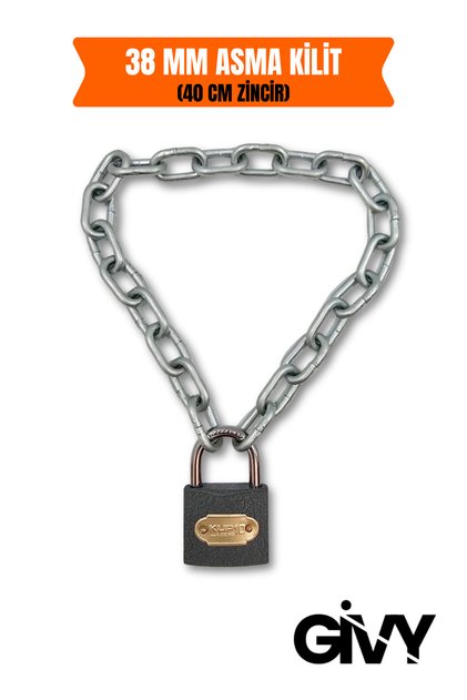 Gray 38 mm Padlock and 40 cm Chain Set | No 40 Dormitory Cabinet Lock