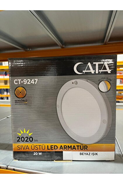 6400K 20W Ultra Slim Sensörlü Gece-Gündüz Ayarlı Tavan Armatürü CT-9247 - Alüminyum