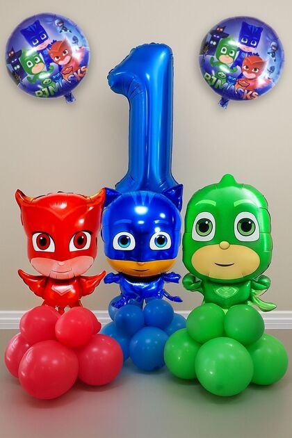 1 Year Old Blue Number Balloon Pijamaskeliler Balloon Set Pjmaske Cat Child Owl Girl Lizard Child