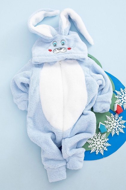 Welsoft Unisex Zippered Plush Winter Baby Sleeping Bag Children's Jumpsuit and Costume Rabbit