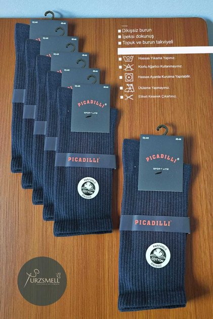 Men's Organic Cotton Tennis Socks – Suitable for Daily and Sports Use Pack of 6 Dark Blue