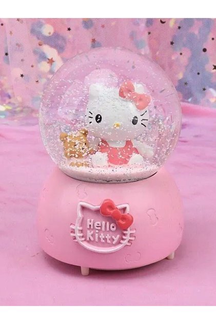 Hello Kıtty Işıklı Müzikli Orta Boy Kar Küresi Sevgiliye Hediye