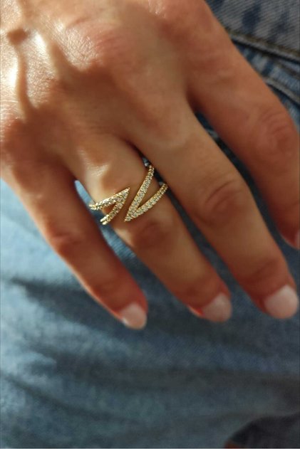 Iconic Zircon Stone Adjustable Gold Women's Ring
