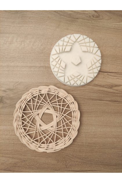 Yuvarlak Rattan Kalıp – Yıldız Şekilli Sepet Örme Kalıbı 12 Cm- Kağıt Çubuklara Uygun Değil