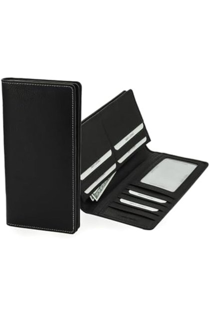 Genuine Leather Long Wallet for Men, Slim Card Holder Wallet Men (MADYBK)