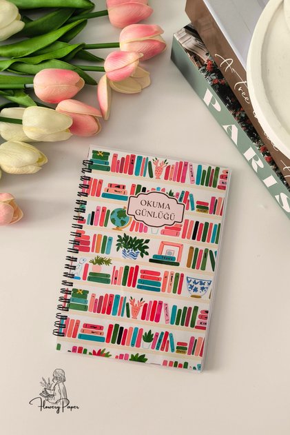 Kütüphane Okuma Günlüğüm ,Hediye Sticker ,60 yaprak/120 sayfa , Telli Konsept Defter