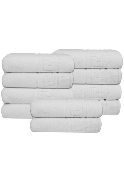 Set 10 Prosoape Grecești 70x140 cm Gecor, 500 GSM, 100% Bumbac, Alb