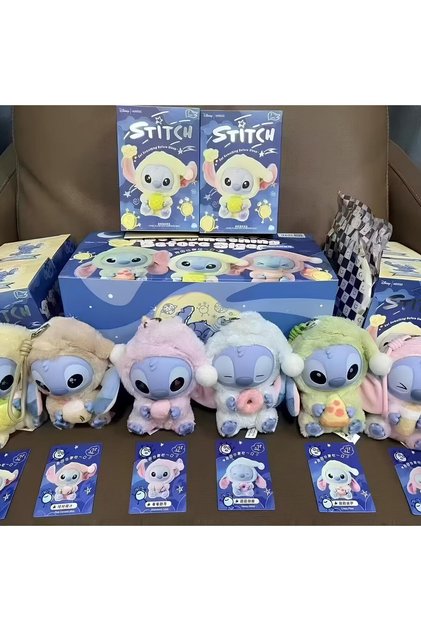 Stitch Labubu peluş oyuncak sürpriz oyuncak şapkalı