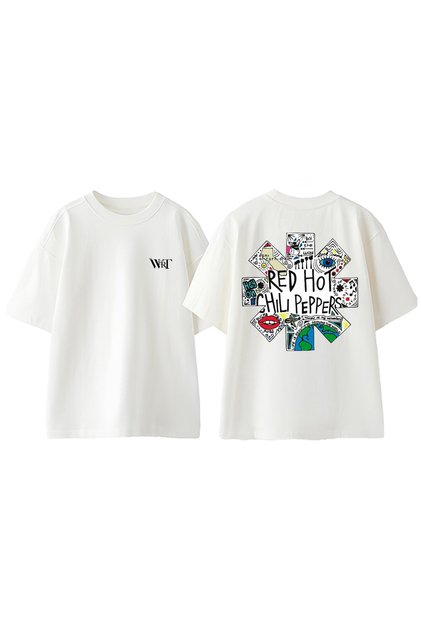 Red Hot Chili Peppers 8 Design Back Printed Cotton White Oversize T-Shirt