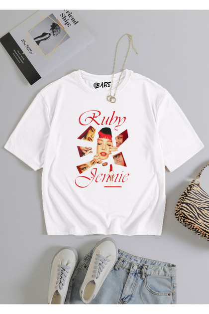 Jennie Printed T-Shirt, Oversize Unisex White T-Shirt Children / Adult