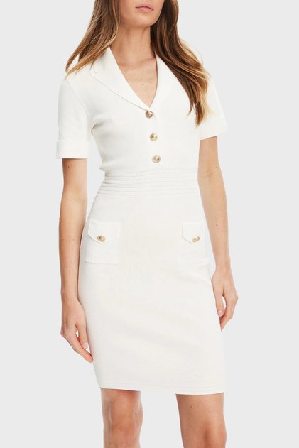 Ss Felicity Slim Fit Mono Collar Button Detail Mini Dress W5Yk29Z0130 Dress W5Yk29 Z0130