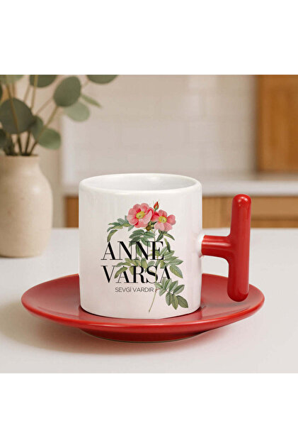 Red t Handle Turkish Coffee Cup