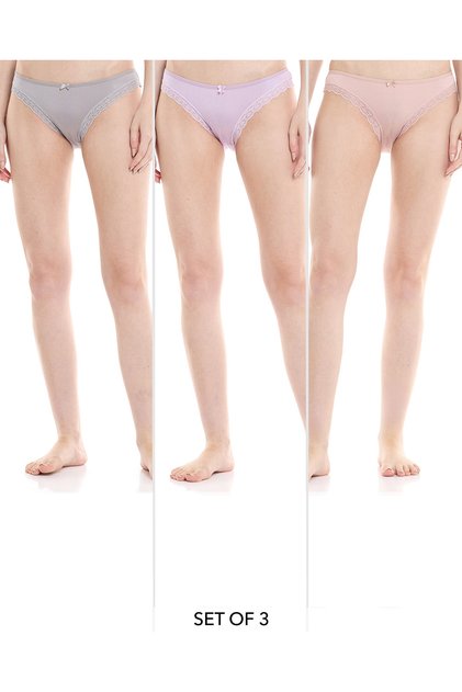 Pack of 3 Lace Trim Brazilian Briefs