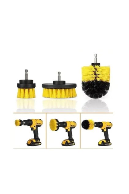 Set 3 perii de curățare cu adaptor pentru bormașină