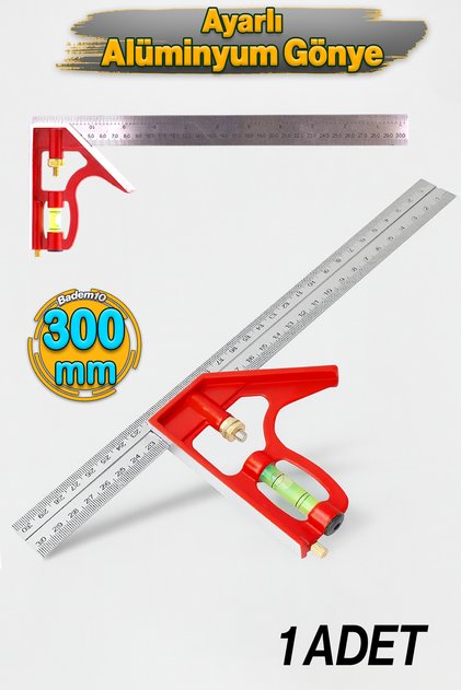 300 mm 30 cm Ayarlı Alüminyum Marangoz Gönye Metal Gövde Açılı Ölçüm Cetveli İnşaat Hassas Gönye