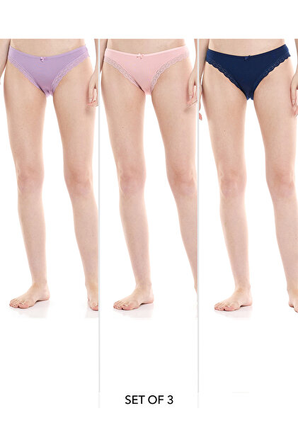 Pack of 3 Lace Trim Brazilian Briefs