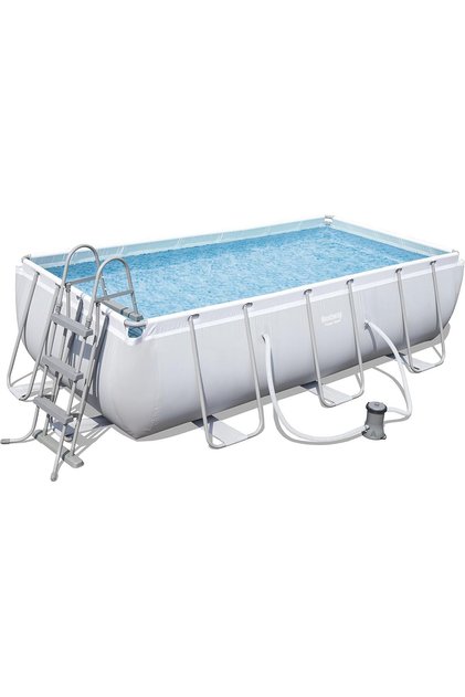 Power Steel Rectangular Swimming Pool, 6478 Liters, Grey, 4.04 x 2.01 x 1.00 m