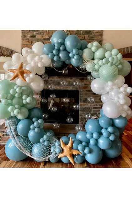 Colors Suitable for Marine Concept Glass Blue Winter Green Snow White Balloon Chain Set of 100