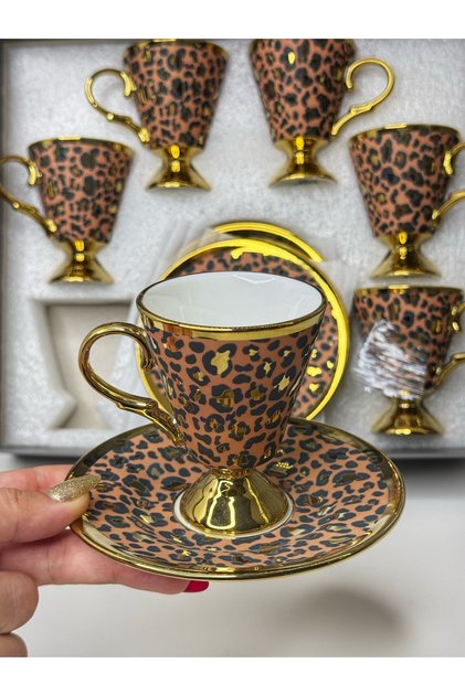 Leopar Desen 6 Kişilik Fincan Takımı