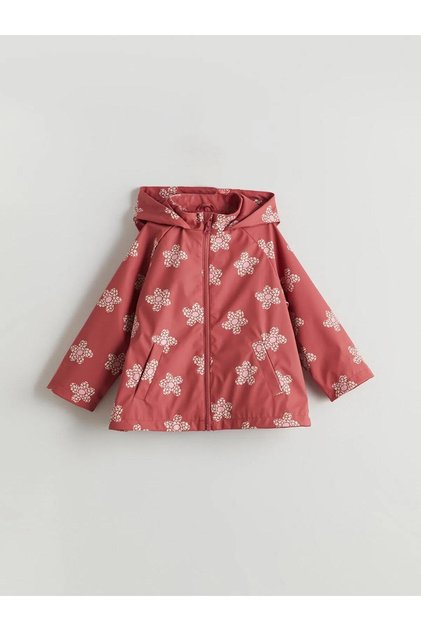 Lcw Hooded Flower Printed Girl's Coat (W5)