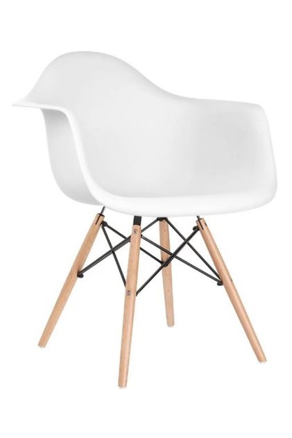 Kichy Eames Big Daw Plastic Dining ChairKitchen Chair with Solid Metal Webbing Legs - White