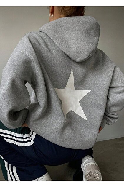 Star Star Back Printed Oversize Unisex Women/Men Hooded Sweatshirt