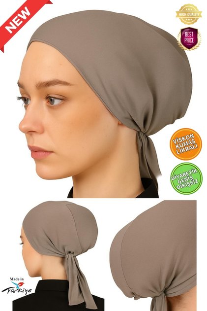 XL Geniş Kalıp Tesettür İç Bonesi - Viskon Likralı Kumaş - Diyabetik Bone - Açık Vizon