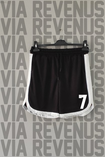Number 7 Printed Jersey Sports Training Shorts with Piping Detail