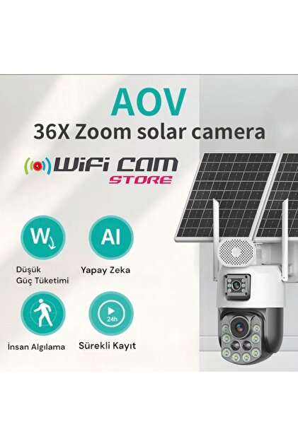WIFICAM PLUS 36X Optik Zoom İcsee Solar Kamera AOV 7/24 Kayıt Not