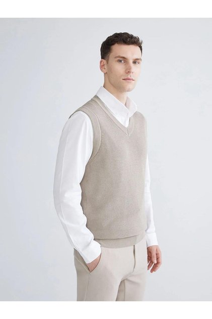 Standard Fit V-Neck Men's Knitwear Sweater (W5)