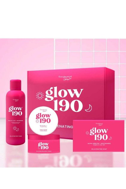 HonestGlow Glow 190 Complete Skincare Set | Alpha Arbutin + Niacinamide | Rejuvenating Soap, Day Cre