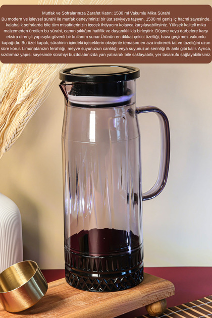 【mika】商品 Poomy Vakumlu Kapaklı Mika Sürahi 1500 ml - Buzdolabı İçecek