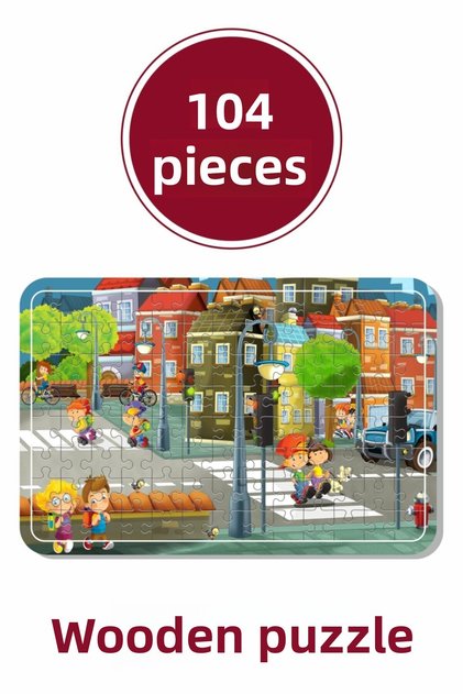 Strolling on the Street 104 Piece Wooden Puzzle