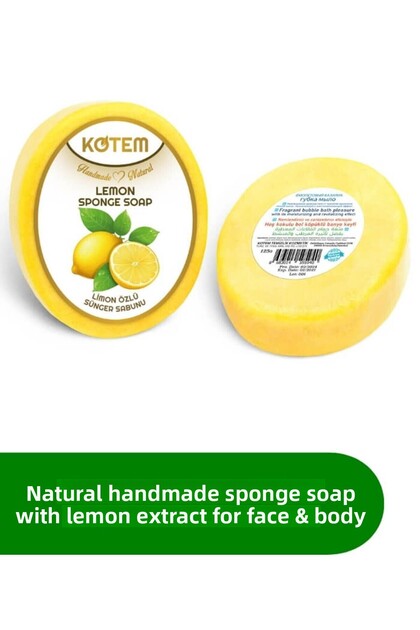 Skincare Skin Cleanser Natural Lemon Extract Handmade Sponge Shower Soap 125 Gr
